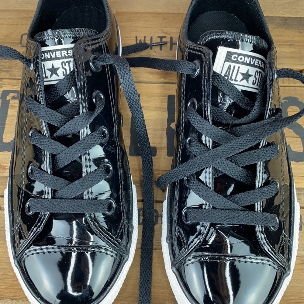 Black Patent Leather Converse Shoes (Size 2) - Picture 11 of 16
